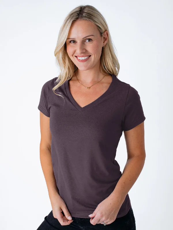 Women's Blouse with Puffed SleevesWomen's Nordic Purple V-Neck