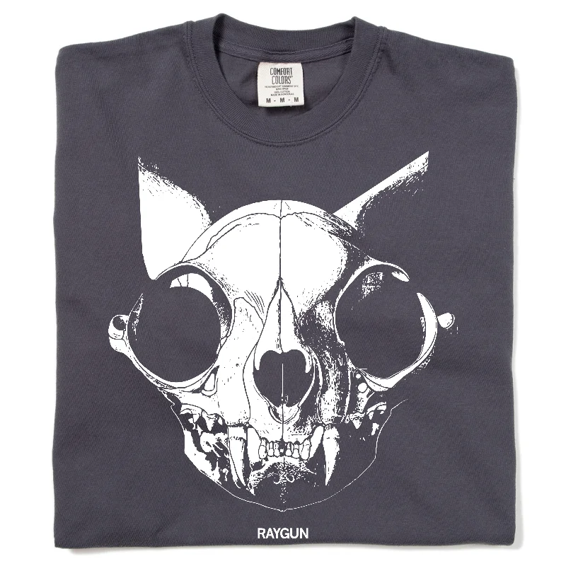 Women's Blouse with Collarless DesignCat Skull Logo Heavyweight