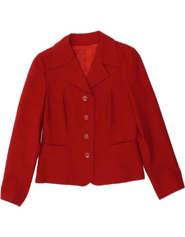 Women's Parka CoatsDORENE Womens 4 Button Blazer Jacket UK 12 Medium Red New Wool