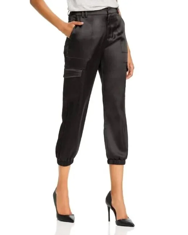 Women's SlacksSatin Jogger Pants In Black