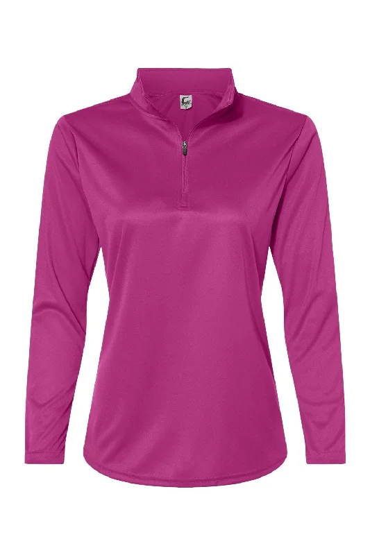 Women's Hooded Sweatshirts with Satin LiningC2 Sport Womens Moisture Wicking 1/4 Zip Sweatshirt - Hot Pink - Closeout