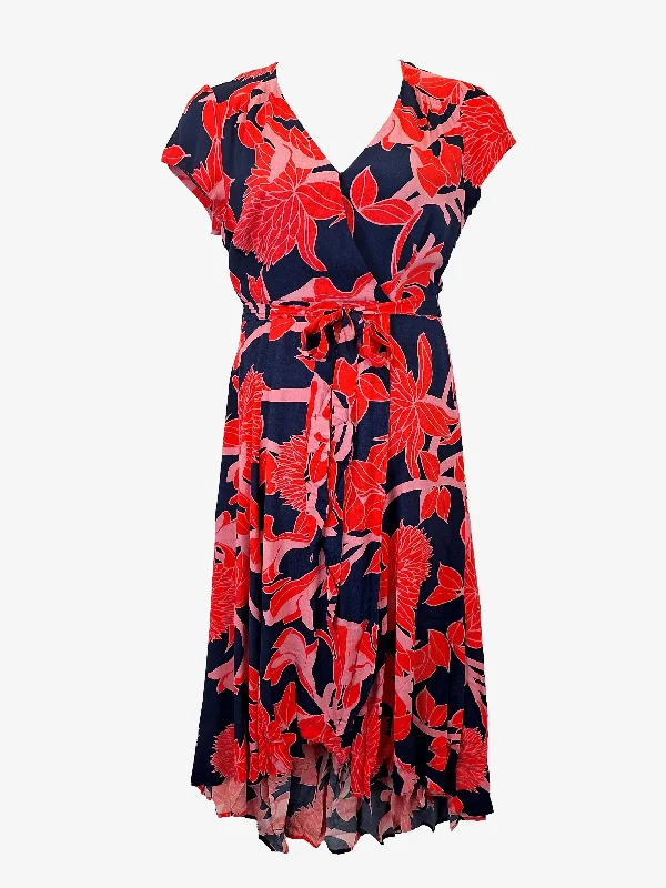 Women's High Collar DressesLeona Edmiston Nay Floral Wrap Summer Maxi Dress Size 12