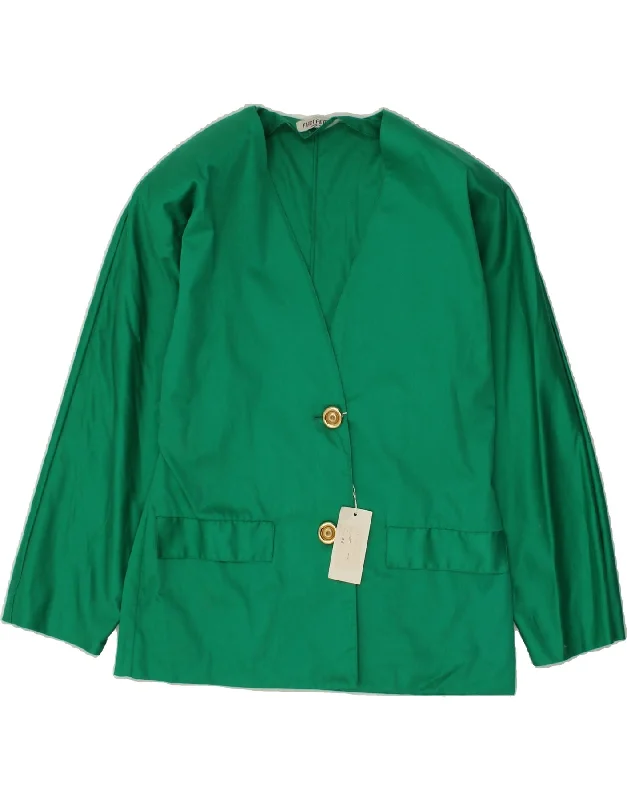 Women's Button-Up CoatsVINTAGE Womens 2 Button Blazer Jacket IT 46 Large Green Cotton