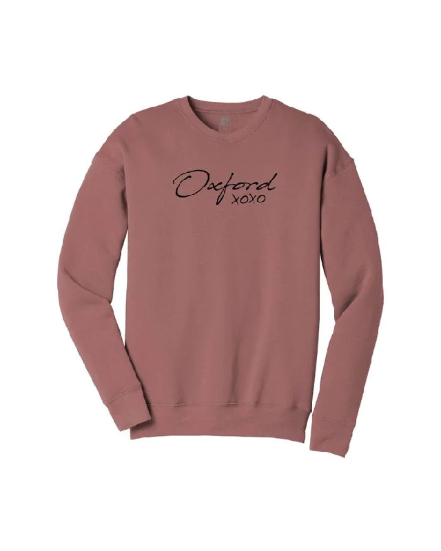 Women's Hooded Sweatshirts with Wool LiningInk Detroit Oxford XOXO Crewneck Sweatshirt - Mauve