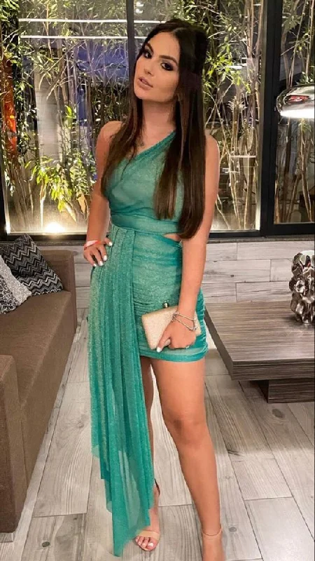 Women's Sleeveless DressesGreen Sleeveless Party Gown Homecoming Dress      S3597