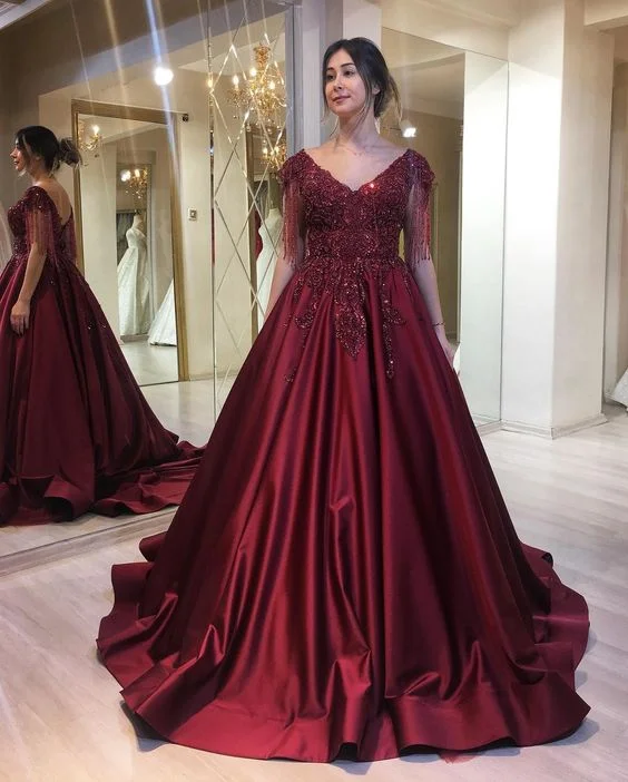 Women's Mini DressesBurgundy Long Prom Dresses,Evening Gown,Party Dresses,Formal Dress      S3502