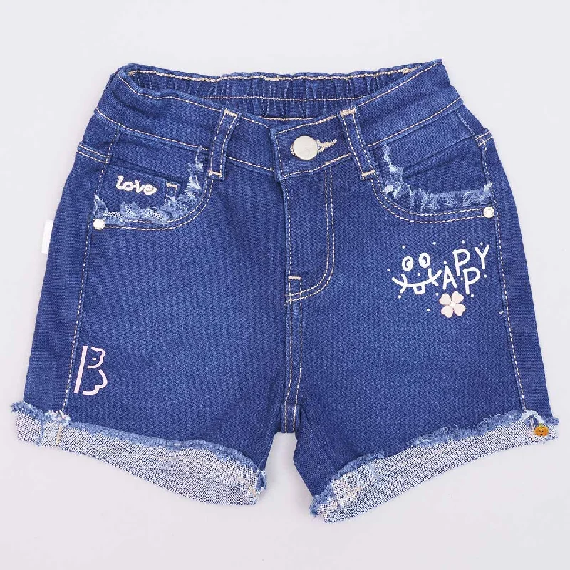 Navy Blue Denim Shorts for Girls