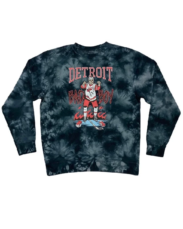 Women's Hooded Sweatshirts with Welt PocketsInk Detroit Bad Boy Tie Dye Crewneck Sweatshirt - Black