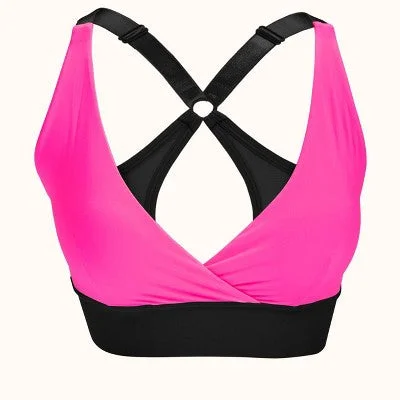 lace appliqué braANAONO PAIGE WRAP FRONT SPORTS BRA PINK