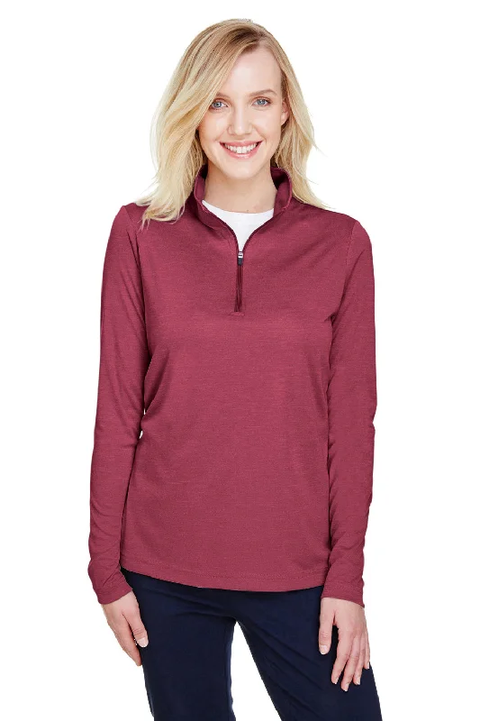 Women's Hooded Sweatshirts with Ribbed WaistTeam 365 Womens Zone Sonic Performance Moisture Wicking 1/4 Zip Sweatshirt - Heather Maroon