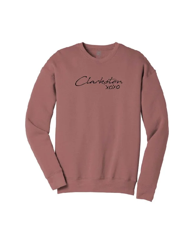 Women's Hooded Sweatshirts with Cozy FabricInk Detroit Clarkston XOXO Crewneck Sweatshirt - Mauve