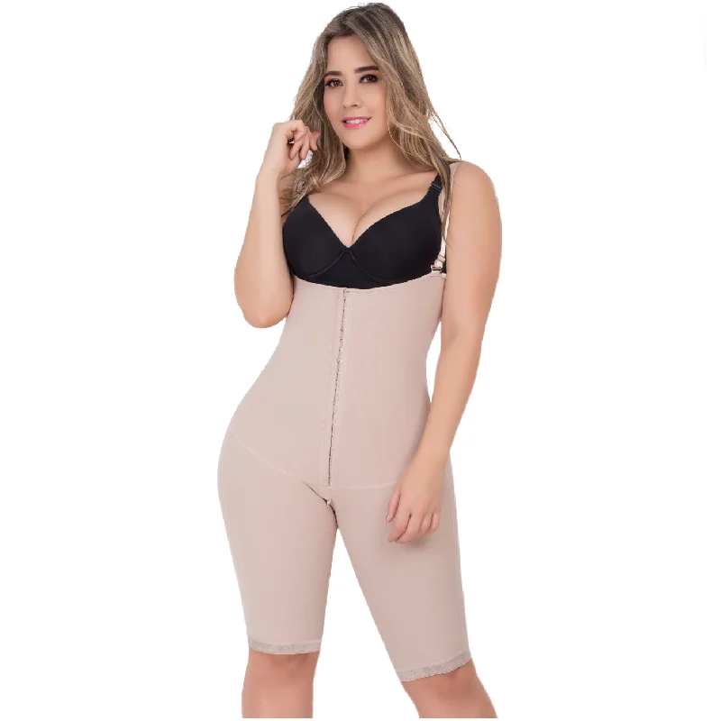 plus-size full-coverage shapewear for dressesUpLady 6172 | Faja Colombiana Body con Busto Abierto con Control Abdominal hasta la Rodilla