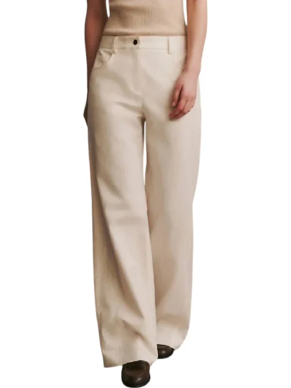 Women's Palazzo PantsPuddle Cotton Linen Wide Leg Pants In Bone