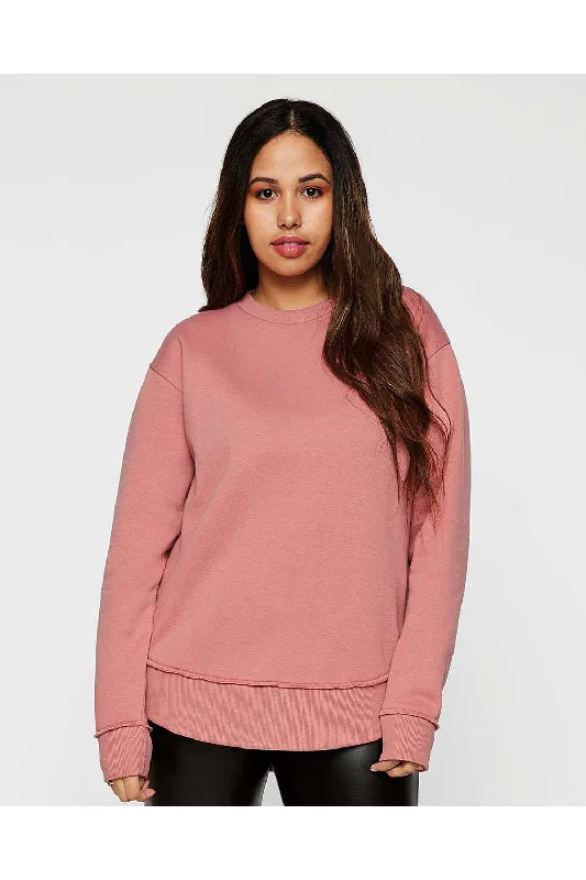 Women's Hooded Sweatshirts with Polyester LiningLAT Womens Weekend Fleece Crewneck Sweatshirt - Mauvelous Pink