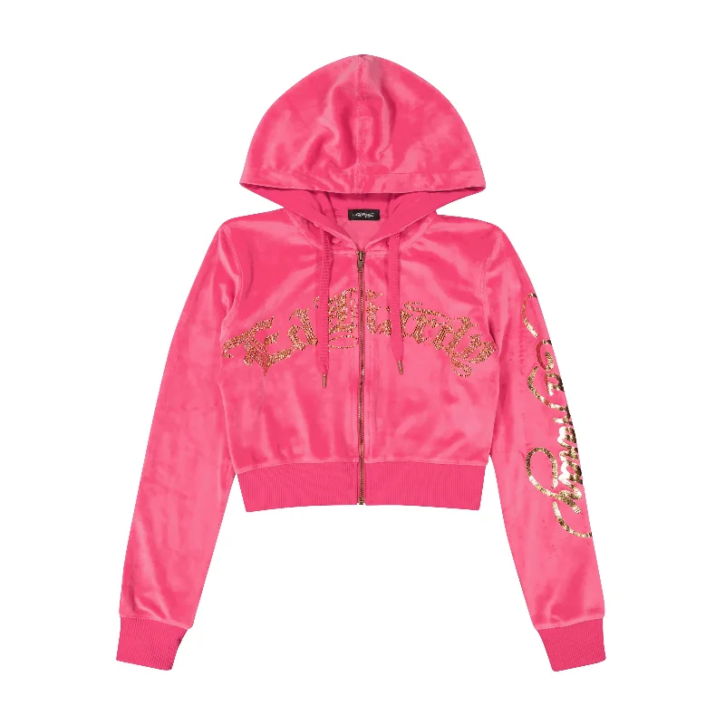 Women's Hooded Sweatshirts with ButtonsTattoo Eagle Y2K Velour Hoodie