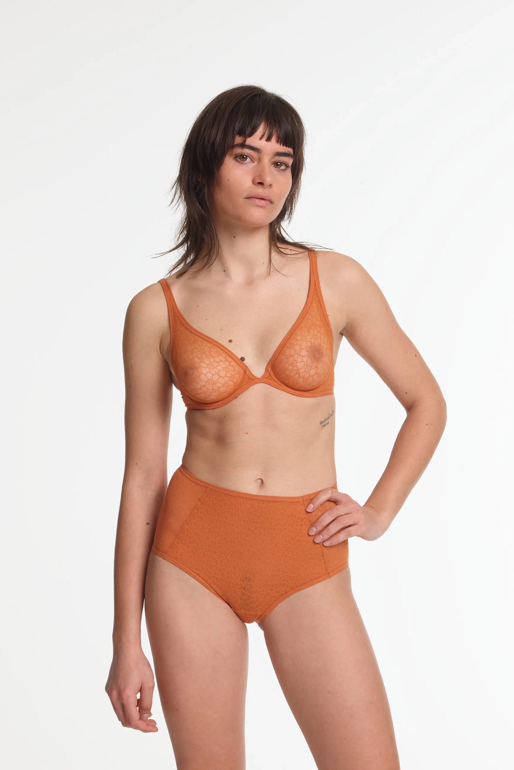 plus-size sports bra with mesh ventilationYasmine Eslami | Lily Highwaist Slip (Caramel)