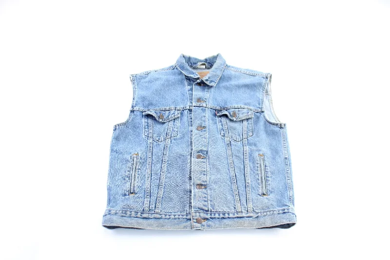 Women's Coats with Fur Trimmed Sleeves90's Levi's Embroidered Harley Owner's Group Denim Biker Vest