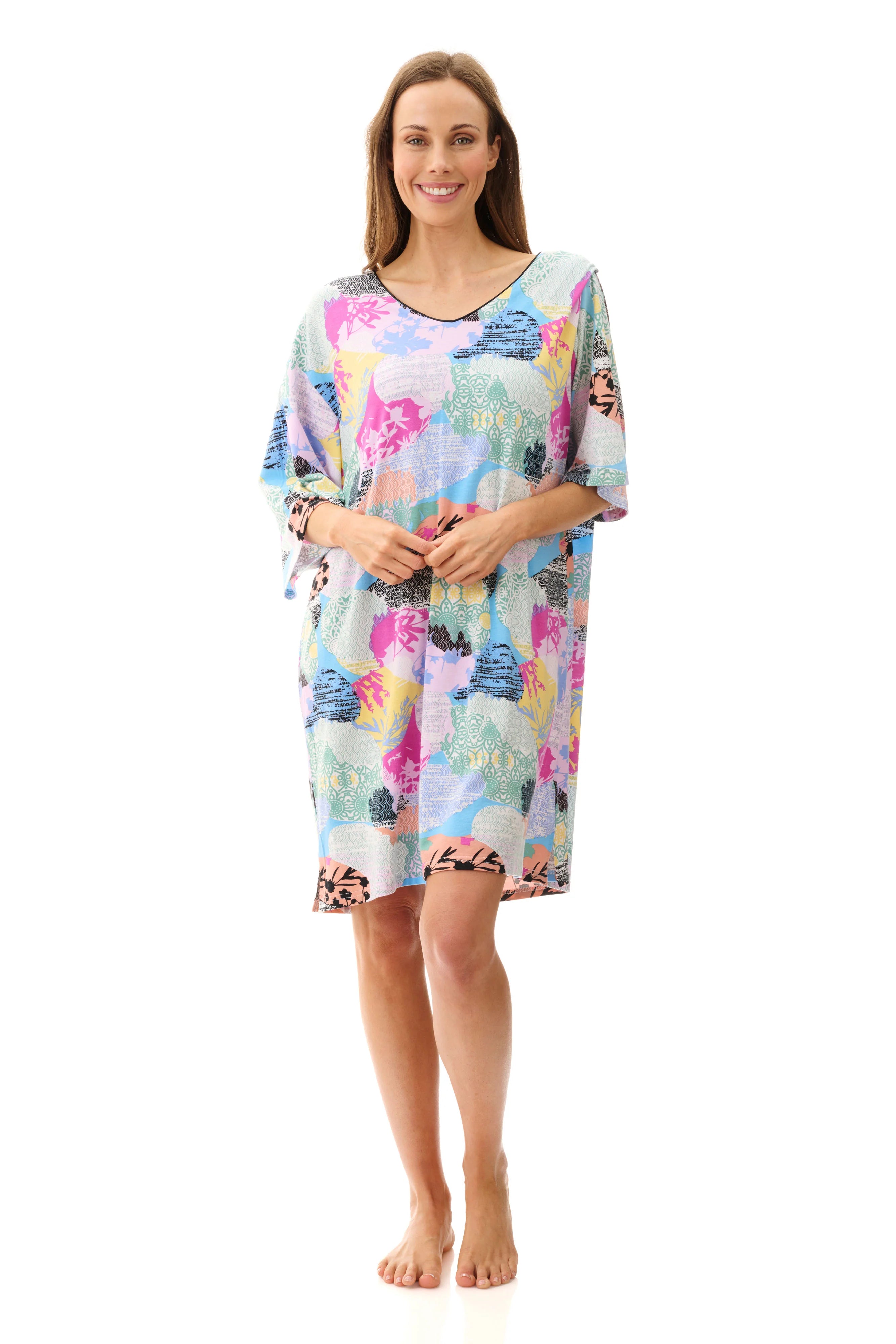 women's pajamas made in USAVIRGINIA SHORT CAFTAN