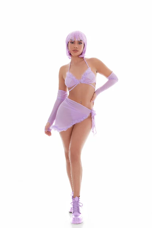 seamless bra with mesh lining for breathabilityFeeling Fuzzy 5pc Set - Medium/large Lilac