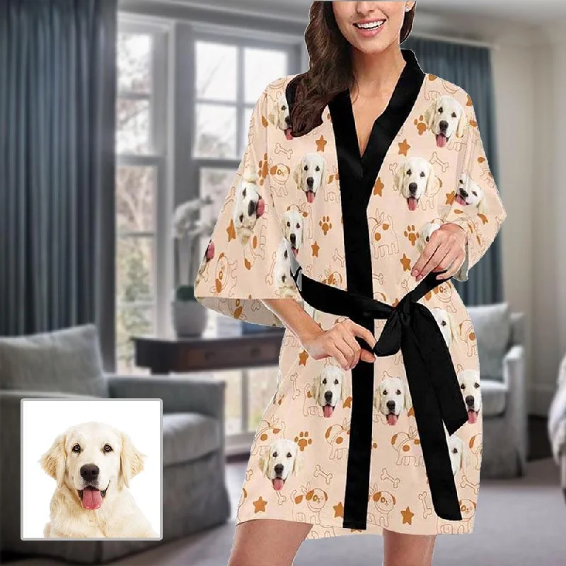 women's pajamas with a modern twistCustom Face Pajama Robe Women's Personalized Nightgown with Dog Face on Them