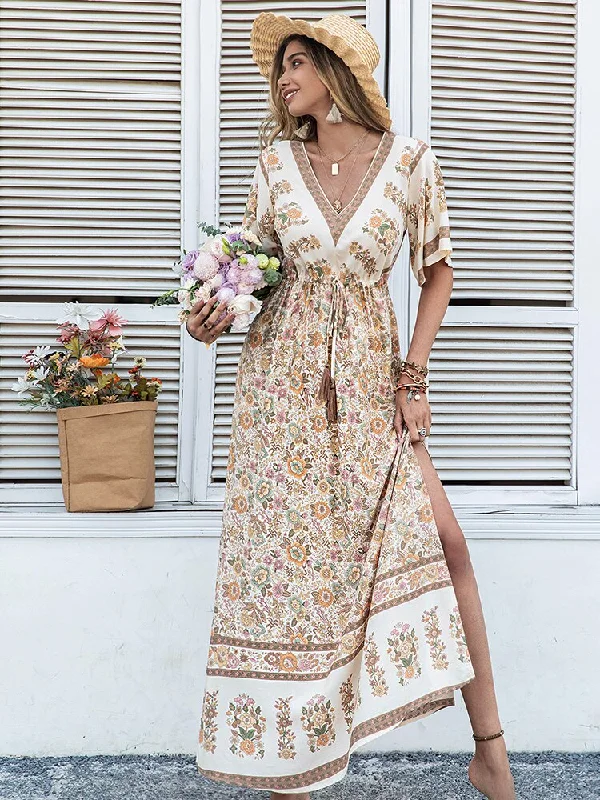 Women's Mini DressesBerriesJam - Floral Printed Bohemian Holiday Maxi Dress