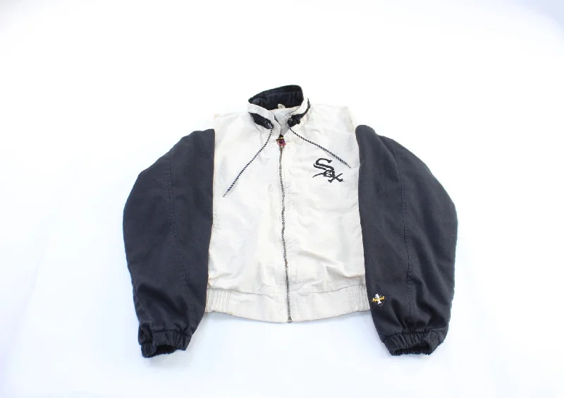 Women's Coats with Fur Trimmed Sleeves90's Chicago White Sox Embroidered Zip Up Jacket