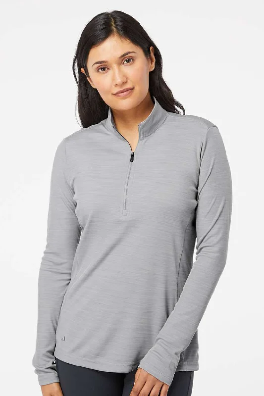 Women's Hooded Sweatshirts with Denim LiningAdidas Womens Moisture Wicking 1/4 Zip Sweatshirt - Mid Grey Melange