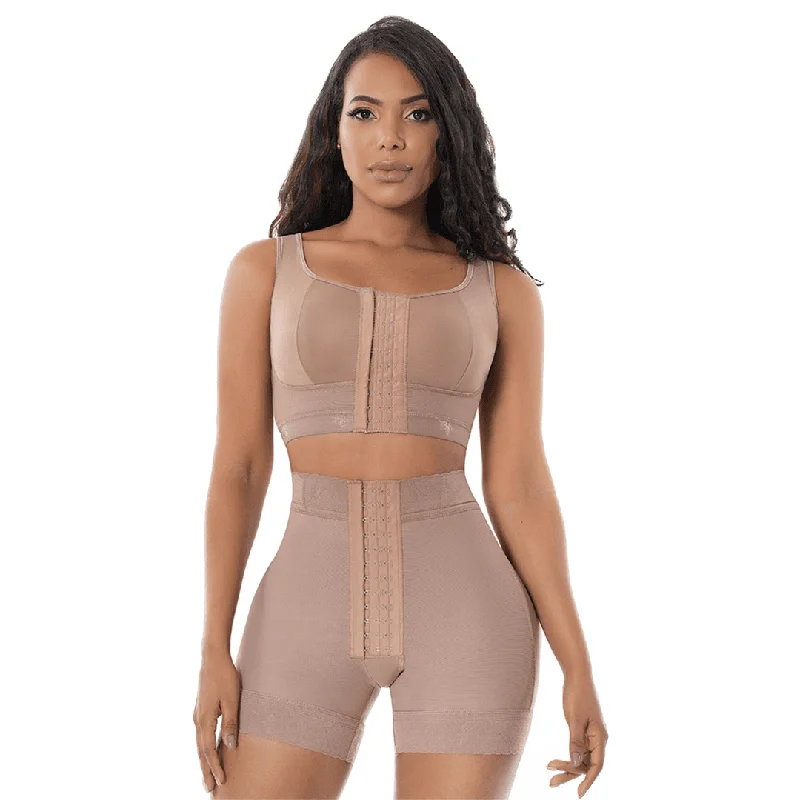 open-bust corset shapewear with lace appliqué5038 Hooks Shaper Short Fajas Meli'belt