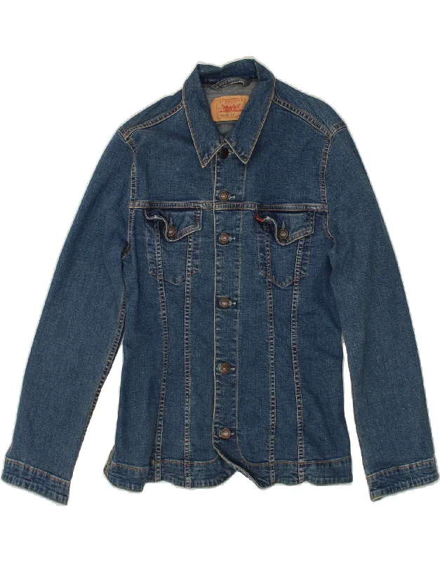 Women's Coats with Fur Trimmed SleevesLEVI'S Womens Denim Jacket UK 10 Small Blue Cotton