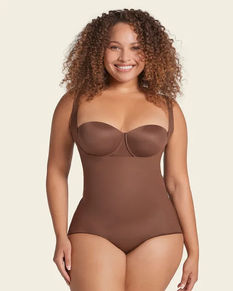 seamless body brief for smoothing under tight-fitting clothesPLUNGE BACK BODY SHAPER