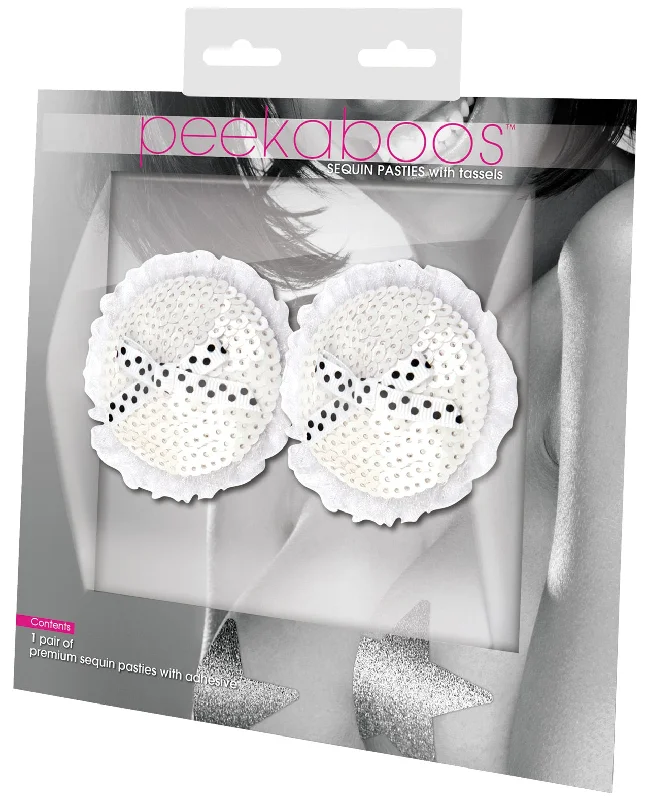 wireless nursing braPeekaboos Sequin W-white Bow Premium Pasties - 1 Pair White