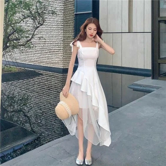 Women's High Collar DressesWhite Simple Wedding Party Dress, White Short Prom Dress Graduation Dress     S3376