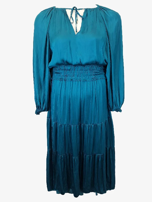 Women's Peter Pan Collar DressesBasque Posh Satin Tie Neck Maxi Dress Size 14