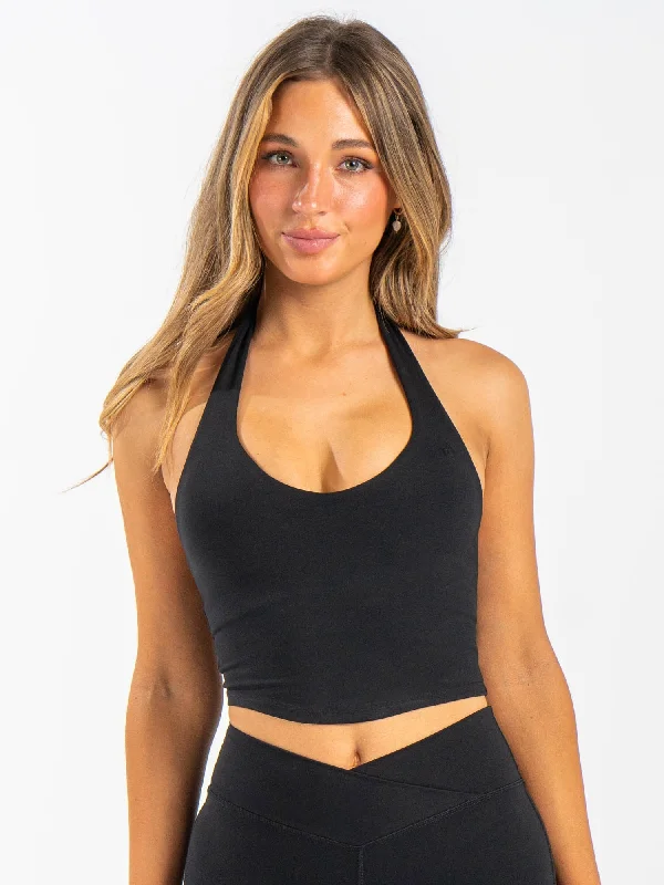 Women's Blouse with Rounded CollarNKD Halter Shelf Tank - Black