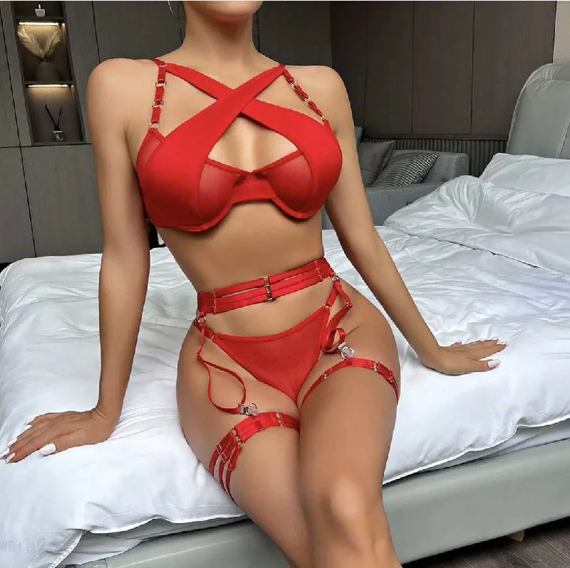 seamless nursing bra with easy-access clipsShe Devil Bondage Set