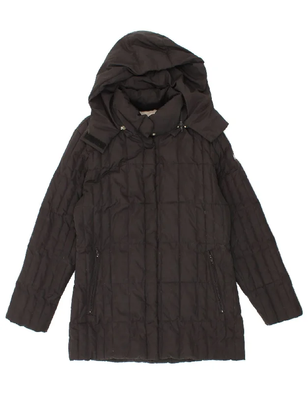 Women's Coats with Fur Trimmed HoodSERGIO TACCHINI Womens Hooded Padded Coat IT 46 Large Black