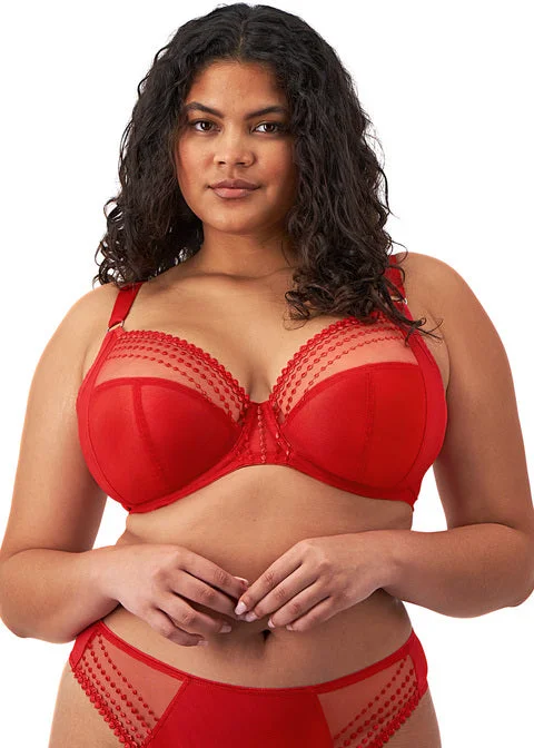 plus-size demi-cup bra with lace overlayMatilda Haute Red Uw Plunge Bra