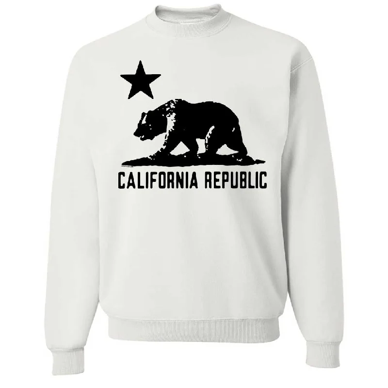 Women's Hooded PulloversCalifornia Flag Oversize Black Silhouette Crewneck Sweatshirt