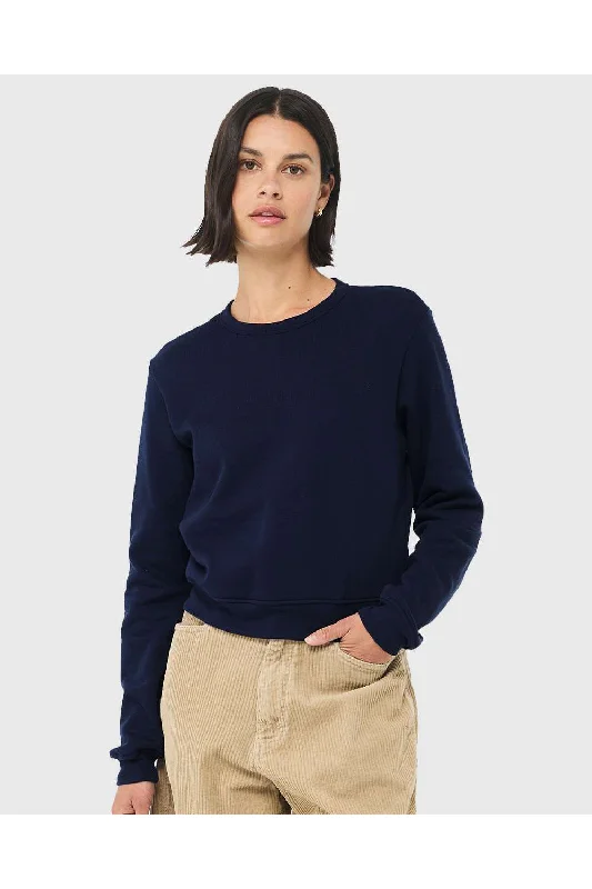 Women's Hooded Sweatshirts with Flared WaistBella + Canvas Womens Sponge Fleece Classic Crewneck Sweatshirt - Navy Blue