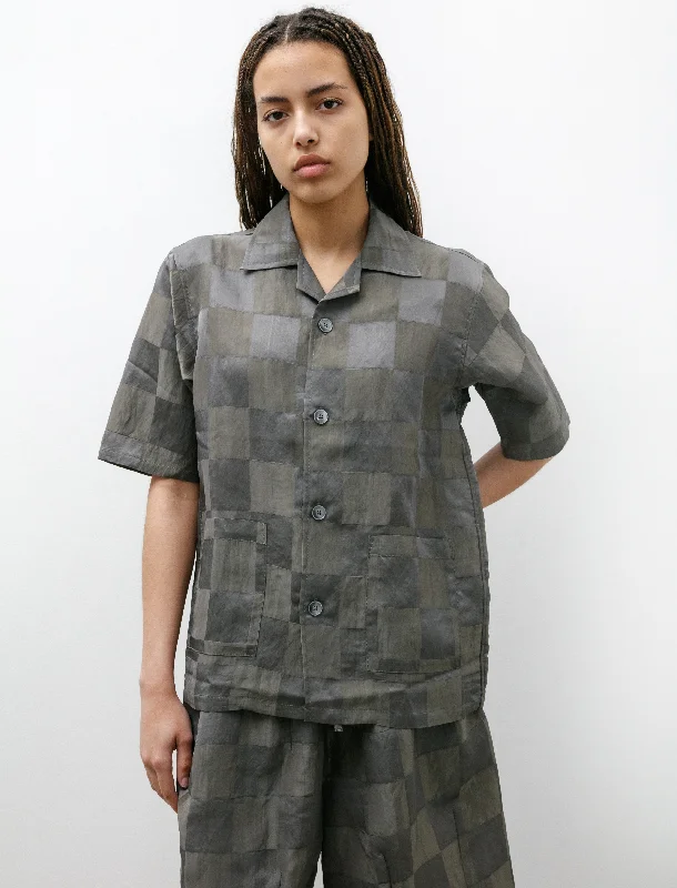 Women's Blouse with RufflesCabana Shirt Grey Checker