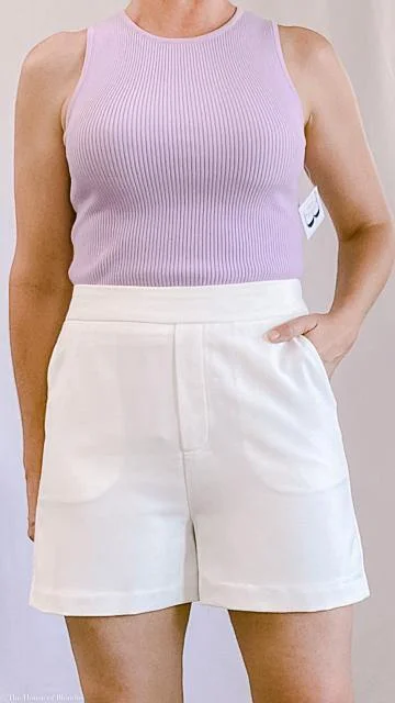 Bianca Tailored Clean Front White Shorts