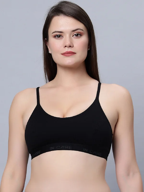 smoothing high-neck braNon-Padded Full Coverage Sports Bra Black Color (Pack of 1)