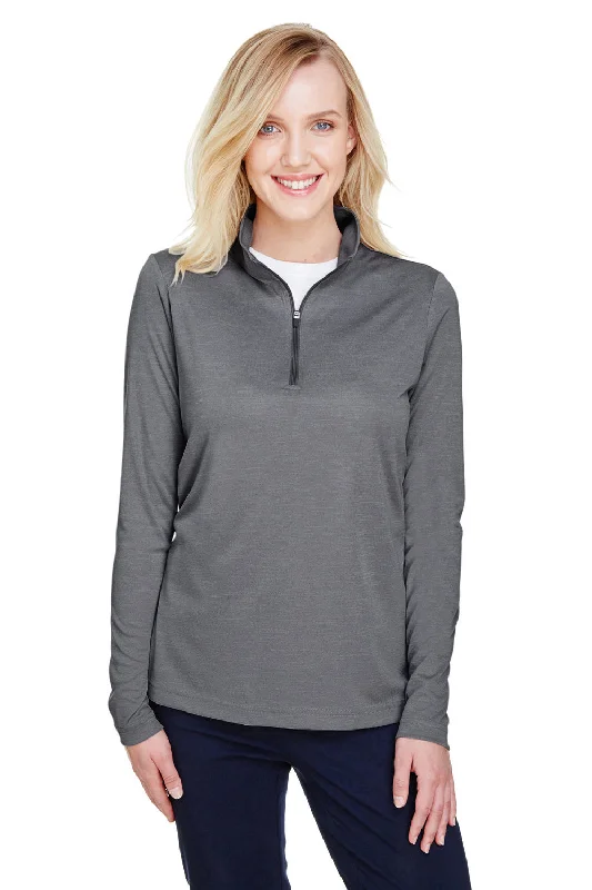 Women's Hooded Sweatshirts with Flared WaistTeam 365 Womens Zone Sonic Performance Moisture Wicking 1/4 Zip Sweatshirt - Heather Dark Grey