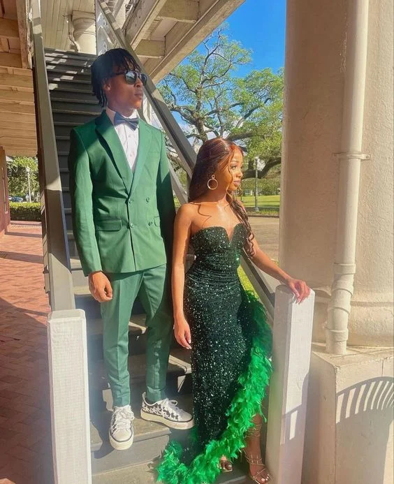 Women's Sweetheart-Neck DressesGreen Sequins Long Prom Dresses, Newest Evening Party Dresses, Mermaid Prom Dresses        S3735