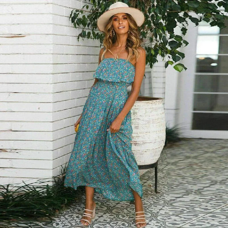 Women's Bell-Sleeve DressesFashionSierra - Women Ladies Summer Boho Maxi Sundress