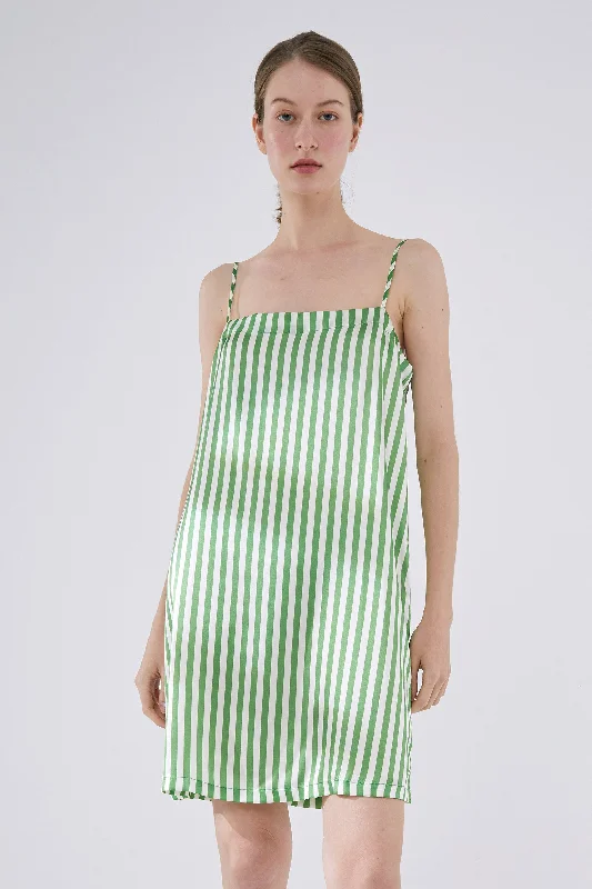 women's pajamas with a vintage lookStriped Silk Slip Dress