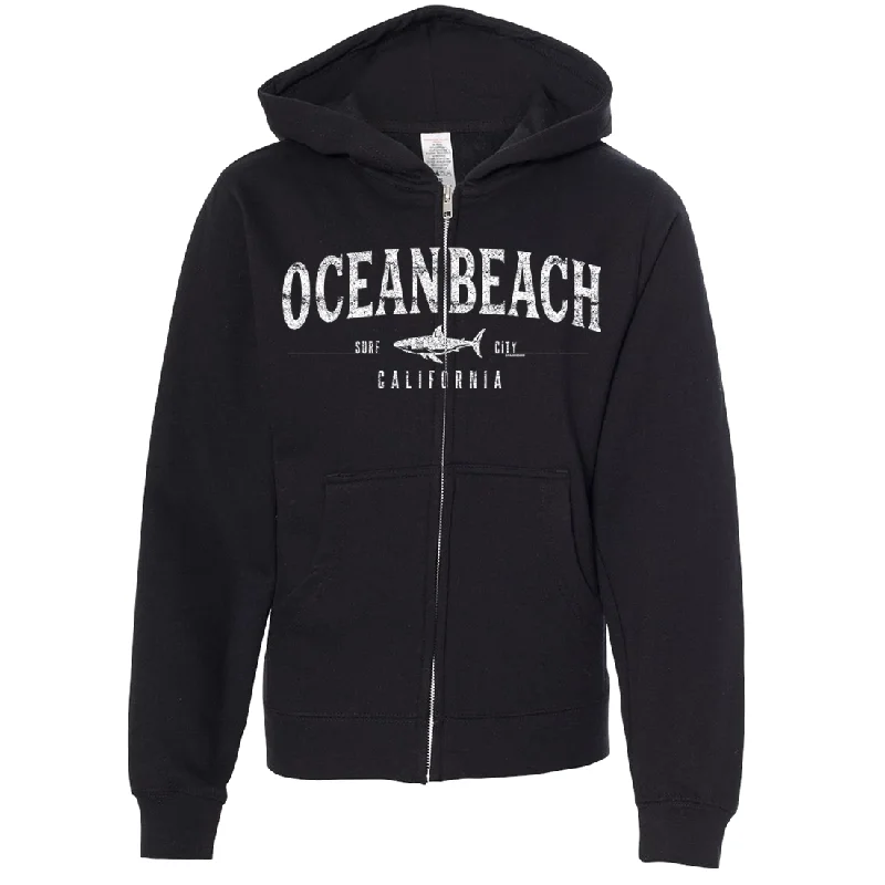 Women's Hooded Sweatshirts with Cotton LiningOcean Beach California Premium Youth Zip-Up Hoodie