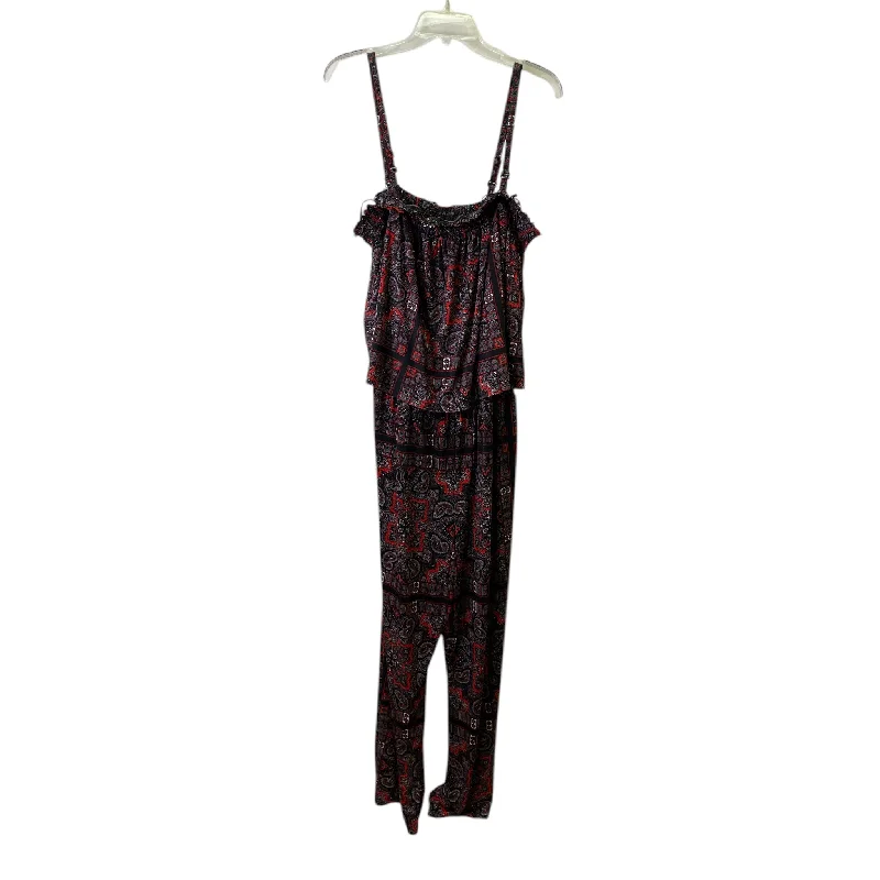 Women's Jumpsuits with Sweetheart CollarJumpsuit By Inc In Black & Red, Size:1X