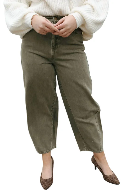 Women's Jodhpur BootsWashed Barrel Pants In Olive