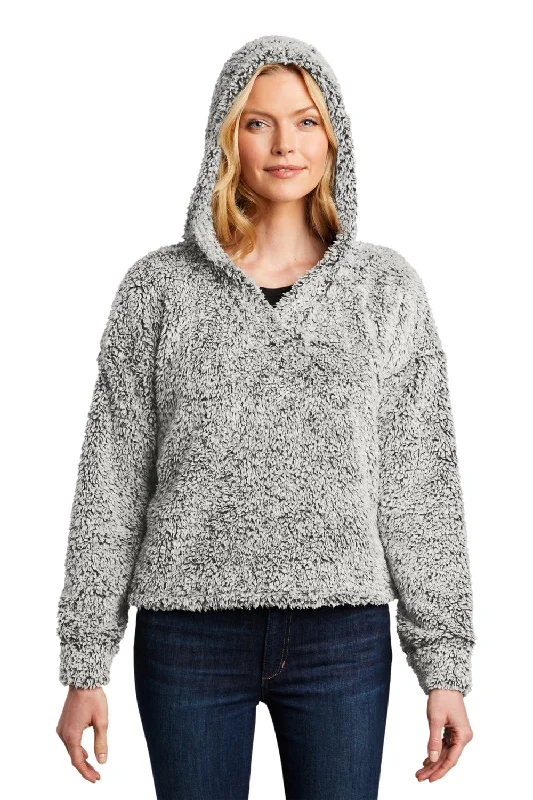 Women's Hooded Sweatshirts with Velvet LiningPort Authority Womens Cozy Sherpa Fleece Hooded Sweatshirt Hoodie - Heather Grey